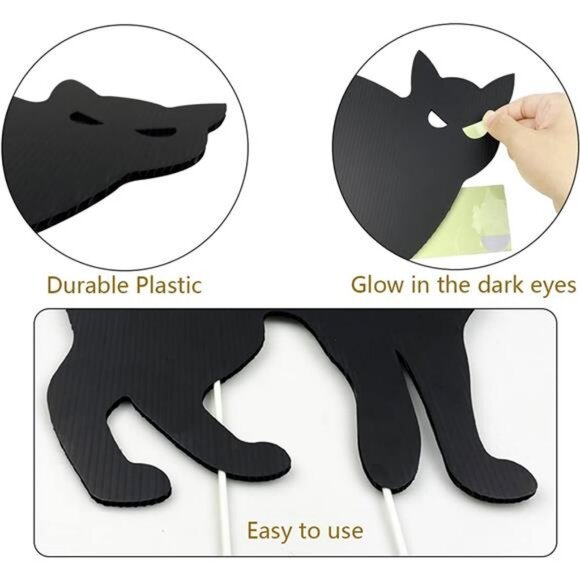 6 Pack Halloween Black Cat Yard Signs with Stakes Silhouette Halloween Decor - Picture 4 of 8